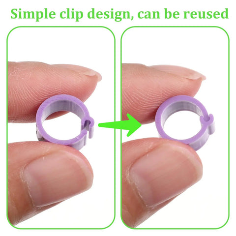 Close-up of 8mm purple leg band, clip-on design from 100 Pack 8mm Colorful Readable Leg Bands For Baby Chick And Small Birds