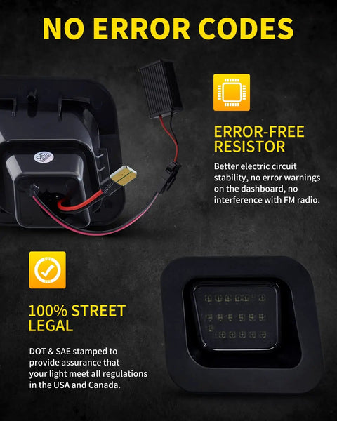 Error-free resistor and LED light from Bright White Smoke Lens LED License Plate Lights Replacement Kit for Dodge RAM 1500 2500 3500