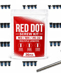 KickAss Torx Optic Mounting Screws Kit With M3 M4 And 6-32 Threads, 36 pieces, black screws with threadlocker for red dot sights.