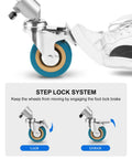 Step lock system for Professional Light Stand Wheels Set 0.9 Inch 22mm Diameter Swivel Casters With Rubber Wheels and Foot Brake