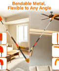 High Reach Duster With Telescoping Extension Pole 5 To 20 Feet, 26 Feet Total Cleaning Reach, 4 In 1 Cleaning Kit For Windows Ceilings Fans And Shelves, Ditch The Ladder Easy Switch Tools For Quick Home Cleanups, bendable orange head