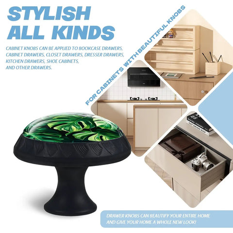 Crystal Turtle Back Cabinet Knob Set Four Pack Glass Drawer Pulls Dope Bamboo Mushroom Style in kitchen and drawers