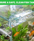 Built Different Acrylic Fish Tank Lid Clips Six Pack Crystal Clear Rimless Aquarium Cover Brackets For 5 To 6 Millimeter Glass installed on aquarium.
