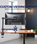 Ultra Flexible Monitor Arm Desk Mount for 13 to 38 Inch ultrawide monitors, 22 lb capacity, adjustable with C clamp, black