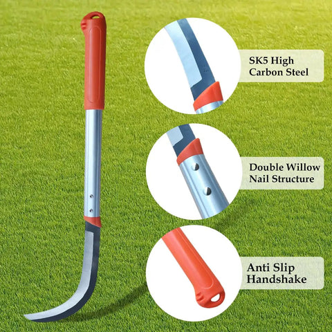 Japanese Style Garden Weeder Scythe for Lawn with SK5 Carbon Steel Blade and Anti Slip Handle