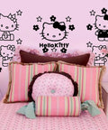 Cute Kids Room Removable Wall Decal Sticker Art 7x9 Inch Vinyl Peel And Stick with Kitty design on pink wall