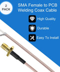SMA Female to PCB Solder Cable 6 Inch RG316 Coax For WiFi Antenna Extension 2 Pack with details on quality and durability.