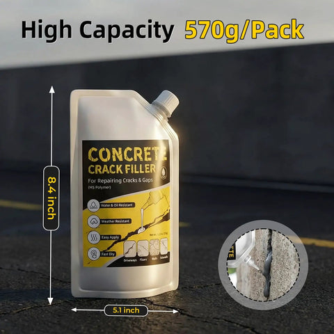 Self Leveling Concrete Crack Filler Kit 4 Pack All In One With Waterproof And High Elasticity For Driveways Patios Garages Sidewalks Pool Decks 20 Oz Each Pack Includes Nozzles Scrapers And Gloves