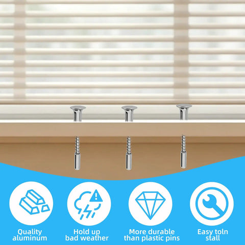 Tough As Nails 8 Pack Window Screen Plunger Latches In Solid Aluminum One Quarter By Two One Sixteenth Inch Retainer Pins on display against a beige background.
