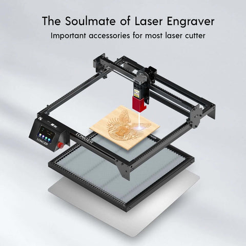 Longer Honeycomb Laser Bed for engravers, black metal frame, 15.7x15.7in honeycomb surface