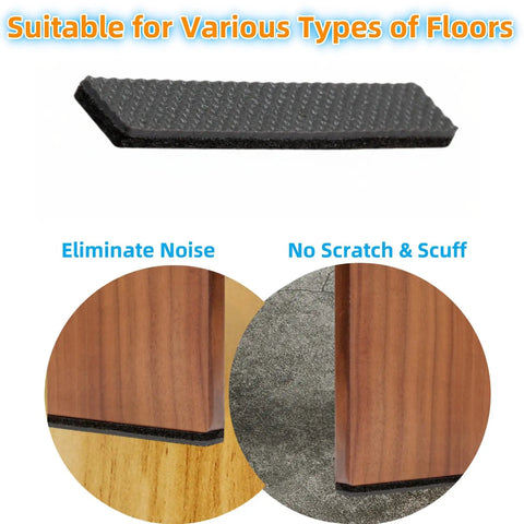 Heavy Duty Non Slip Rubber Furniture Pads That Lock In Place To Stop Chairs Sliding Across Your Slick Floors And Keep Everything Locked Tight Without Leaving Any Sticky Gunk Behind While Shielding Hardwood From Mean Scuffs. Non-slip rubber pad shown on various floors.