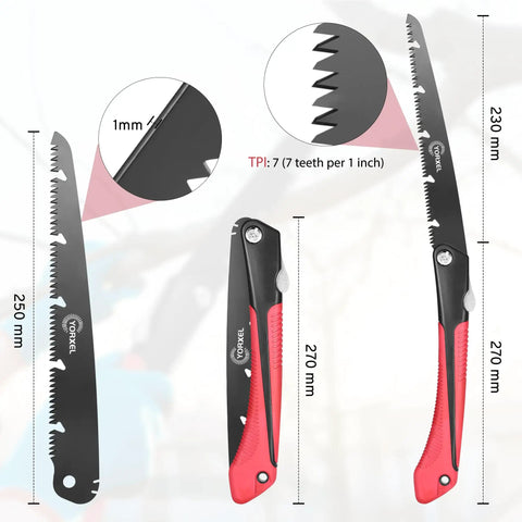 10 Inch Folding Camping Saw With High Carbon SK9 Steel Teflon Coated Rust Resistant Blade 2 Locking Positions