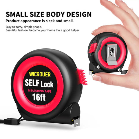 16 Foot Self Locking Tape Measure With Steel Case Retractable Imperial And Metric Scale Mid Precision Easy Read Perfect For Architects Carpenters And DIY Crafts in hand