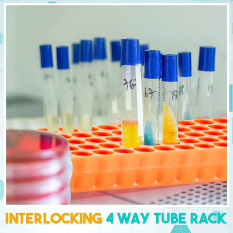 Ten Pack Double-Sided Tube Rack With 80 And 60 Hole Plates, Vial Holder For 0.2mL To 2mL Centrifuge Tubes, Polypropylene, Assorted Colors