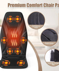 Portable Back Massager With Heat And Vibration, 8-point massage on premium chair pad, soft memory foam, elastic straps, storage bag