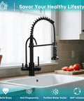 3 in 1 Spring Brushed Nickel Kitchen Faucet With High Arc, Single Hole Mount, Pull Down Sprayer, modern kitchen sink setup