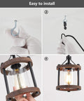 Installation steps for Cozy Farmhouse Style Plug In Pendant Light With Rustic Wood And Glass Cylinder, Bronze Metal Finish