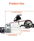 Built Tough Bench Belt Sander And Disc Grinder features dimensions 41.33in x 19.68in x 7.87in, showcasing its sturdy build and motor.