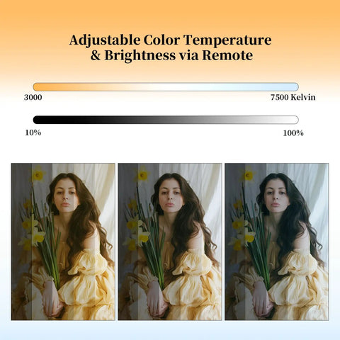 Softbox Lighting Kit 16 By 16 Inch With Remote Pro Grade Studio Light color temperature adjustment 3000K to 7500K example