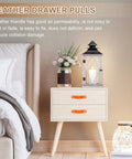 Bedroom scene with light wood dresser featuring Orange Leather Drawer Pulls 4 Pack For Dresser Cabinets Cupboards And Closet Doors With 3.7 Inch Hole Center Leather Knobs And Screws A Smooth Classic Upgrade For Furniture.