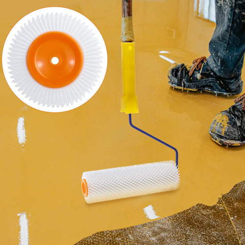 Self Leveling Cement Tool Kit With 9 Inch And 20 Inch Spike Rollers, Scraper, And Spiked Shoes For Cement, Mortar And Floor Leveling