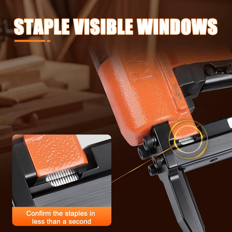 Pro-Grade 22 Gauge Pneumatic Upholstery Stapler With Long Nose Reach, 3/8-Inch Crown, 1/4-Inch To 5/8-Inch Staples, Heavy-Duty Fine Wire Stapler For Furniture And Upholstery Projects