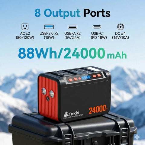 Lightweight Solar Generator 120W Peak Portable Power Station with 21W Foldable Solar Panel and 88.8Wh Battery on case