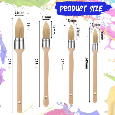 4 Piece Trim Paint Brush Set With Wooden Handle Edge Tool Built For Tight Corners And Sash Work, Sizes Shown