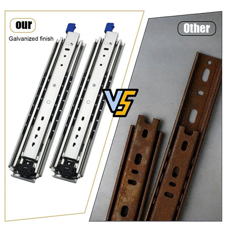 Heavy Duty Stainless Steel 2000mm Full Extension Drawer Slides With Secure Locking Mechanism Slick Glide Motion comparison image.