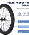 20 Inch Kids Bike Front Wheel Replacement with solid air rubber tire, non-slip particles, thickened spokes, glossy rim finish