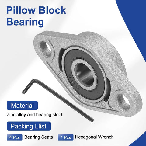 Industrial Grade Heavy Duty Pillow Block Bearing Set Of Four Self Aligning Insert Bearings With Zinc Alloy Steel Housing KFL08