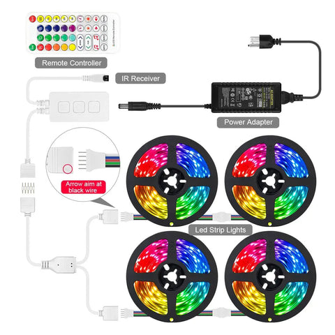 RGBW Bluetooth LED Strip Lights With App Control, 65.6ft Color Changing Tape Featuring RGB And Pure White 2700K-7000K, Vibe Lighting, Music Sync, IR Remote, 12V Power For Bedroom, Desk, Home Decor