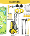 All-In-One Toddler Golf Set With Wheeled Cart For Indoor Outdoor Play, Kid-Friendly Design With 4 Upgraded Soft-Grip Clubs