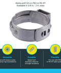 3/4 Inch Clamp Ring For PEX And PE-RT Tubing Stainless Steel Barb Clamp Ring Durable Plumbing Fittings Easy Install Pack Of 100 UC955CP100 Ideal For DIY Home Plumbing Leak Free Connections, close-up view highlighting metal construction