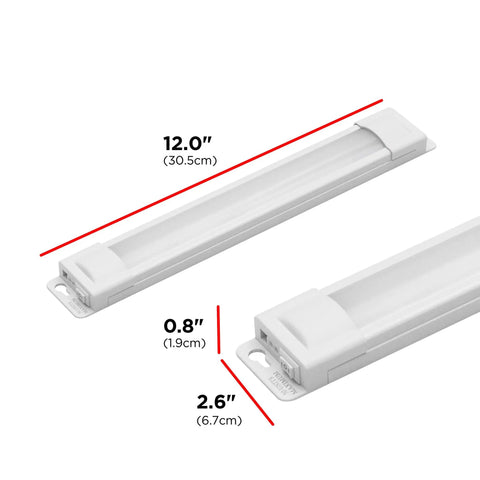 12 Inch Plug In Linkable Under Cabinet Lighting With High Low Off Switch Warm White 2700K LED Kitchen Lights dimensions