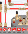 Brass DOT air line fittings kit with red pneumatic tubing; 76-piece set