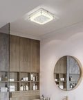 11 Inch LED Ceiling Light Fixture Flush Mount With Crystal Design in modern bathroom setting