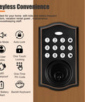 Image showing the Electronic Keypad Deadbolt Lock And Handle Set With Keyless Entry Backlit Keypad Auto Lock Easy Install