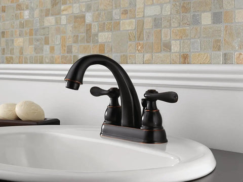 2-Handle Orb Lavatory Faucet With Popup Drain, Windermere Series, 4-Inch Centers, 5-1/8-Inch Spout, 5-7/8-Inch Height, Chrome Finish