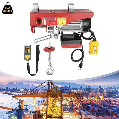 Heavy Duty Electric Hoist With Remote Control For Lifting Engines And Heavy Gear At The Garahage Or Shop, Built For Tough Jobs And Fast Work Any Day! with electric motor and control.