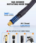 Upgraded Tire Inflator Hose Adapter With 360 Degree Rotating End 21 Inch Inflation Hose Self Locking Air Chuck For Quick Connect and Release shows flexible 8V1 thread with rotation feature for portable air compressor use.