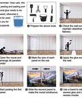 Installation steps for Epic Steam Train Wall Mural With 3D Mountain Landscape in living room, silk cloth wallpaper setup guide.