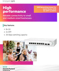 Instant On 1930 Eight Port Gigabit Smart Managed Switch With Layer 2 Plus Features, Eight 1G Ethernet Ports And Two SFP Slots