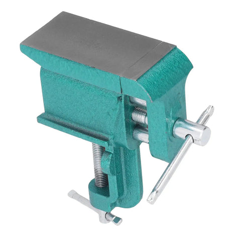 Heavy Duty Iron Bench Vise With Wide Jaw Clamps For Rock Solid Woodworking And Metalworking Holddown Tool, 80mm size, serrated jaws.
