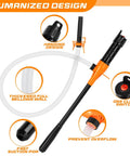 No Sweat Portable Cordless Fuel Transfer Pump Battery Operated Gas Siphon Tool For Roadside Emergencies And Outdoor Adventures lightweight design with discharge hose and hanging feature