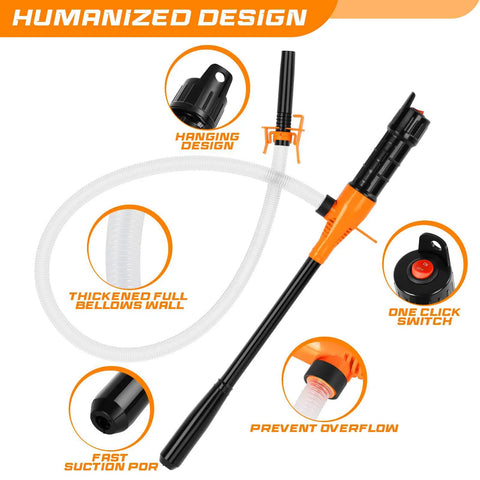No Sweat Portable Cordless Fuel Transfer Pump Battery Operated Gas Siphon Tool For Roadside Emergencies And Outdoor Adventures lightweight design with discharge hose and hanging feature