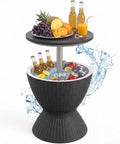 8 Gallon Cooler Bar Table With Adjustable Height 3 In 1 Outdoor Cooler Coffee Table And Bar Stand For Backyard Pool Patio BBQs And Parties Drain Plug Black