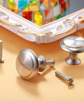 36 Pack Round Ring Kitchen Cabinet Knobs And Drawer Pulls Set With Screws Silver Durable Handles For Cabinets Cupboards And Dressers Quick Install Upgrade For Your Home DIY Ready displayed on a colorful background