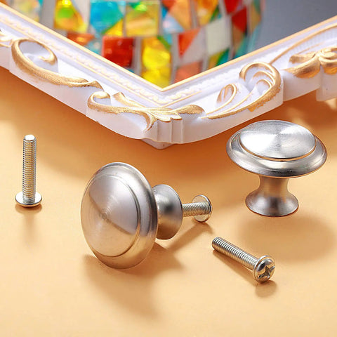 36 Pack Round Ring Kitchen Cabinet Knobs And Drawer Pulls Set With Screws Silver Durable Handles For Cabinets Cupboards And Dressers Quick Install Upgrade For Your Home DIY Ready displayed on a colorful background
