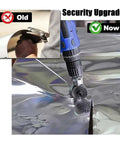 Pro Grade Drill Attachment Kit cutting metal sheet with electric drill, illustrating upgrade from manual cutter.